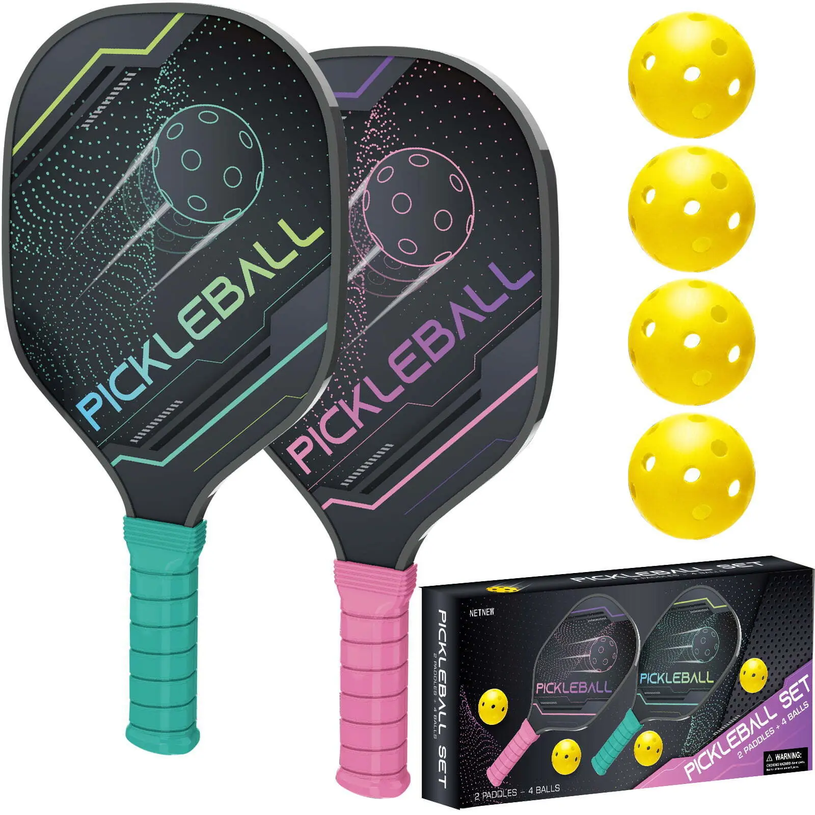 Pickleball Paddle Wooden Pickleball Paddles Set of 2 Pickleball Rackets Set