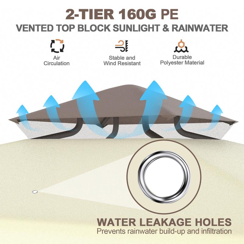GOJOOASIS Patio Gazebo Tent Outdoor Canopy Shelter 10'x10' with Removable Netting,100 Square Feet of Shade for Garden, Backyard Deck and Lawns