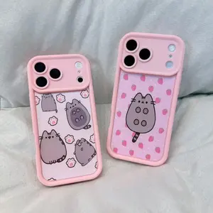 Pusheen Cat Strawberry iPhone Case Cute Shockproof Cover Cute & Protective for iPhone 17 16 15 14 Pro Max 13 12 11 X  XS 17 Air Plus Camera Protection Durable slim Silicone Cover Cellphone Protective iPhone case