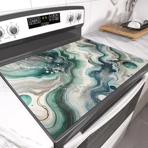 Non-Slip Rubber Grill Mat, Smoke Fluid Design, Kitchen Stove Protector, Multi-Purpose Oven Cover, Fits Washing Machine & Dryer