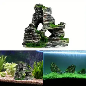 Aquarium Rock Cave Decor, Realistic Mountain Cave Scenery for Fish Tank, Adds Fun and Interest, 1 Piece Aquarium Decoration