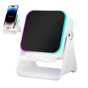 Upgraded 5-in-1 Auto-Induction Wireless Speaker, 8 RGB Lights, Surround Sound, Portable Bluetooth Cellphone Holder with Smartphone Stand for Mobile Phone Accessories