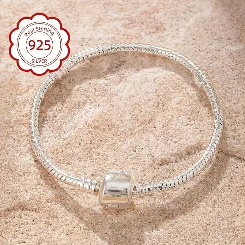 Women's 925 Sterling Silver Beaded Bracelet - Elegant and Simple Baroque 925 Bracelets & Bangles, Durable Fashion Accessory, Ideal for Bridal Use, Easter/Mother's Day Birthday Gift Option