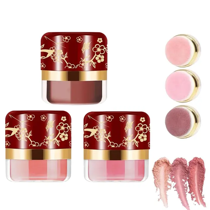 Portable Blush Makeup with Mirror, Mini Compact Powder Blush for Natural Glow, Smooth Blendable Formula, Easy Touch Up, Perfect for Daily Makeup, Party, Dating, Travel, 3 Color Options, Face Cosmetic Supplies