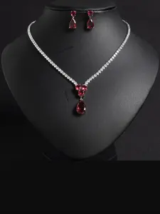 Elegant Rhinestone Decorated Jewelry Set, Exquisite Trendy Pendant Necklace & Dangle Earrings, Chic Jewelry Set for Party & Daily Clothing Decor, Fashionable Jewelry Set