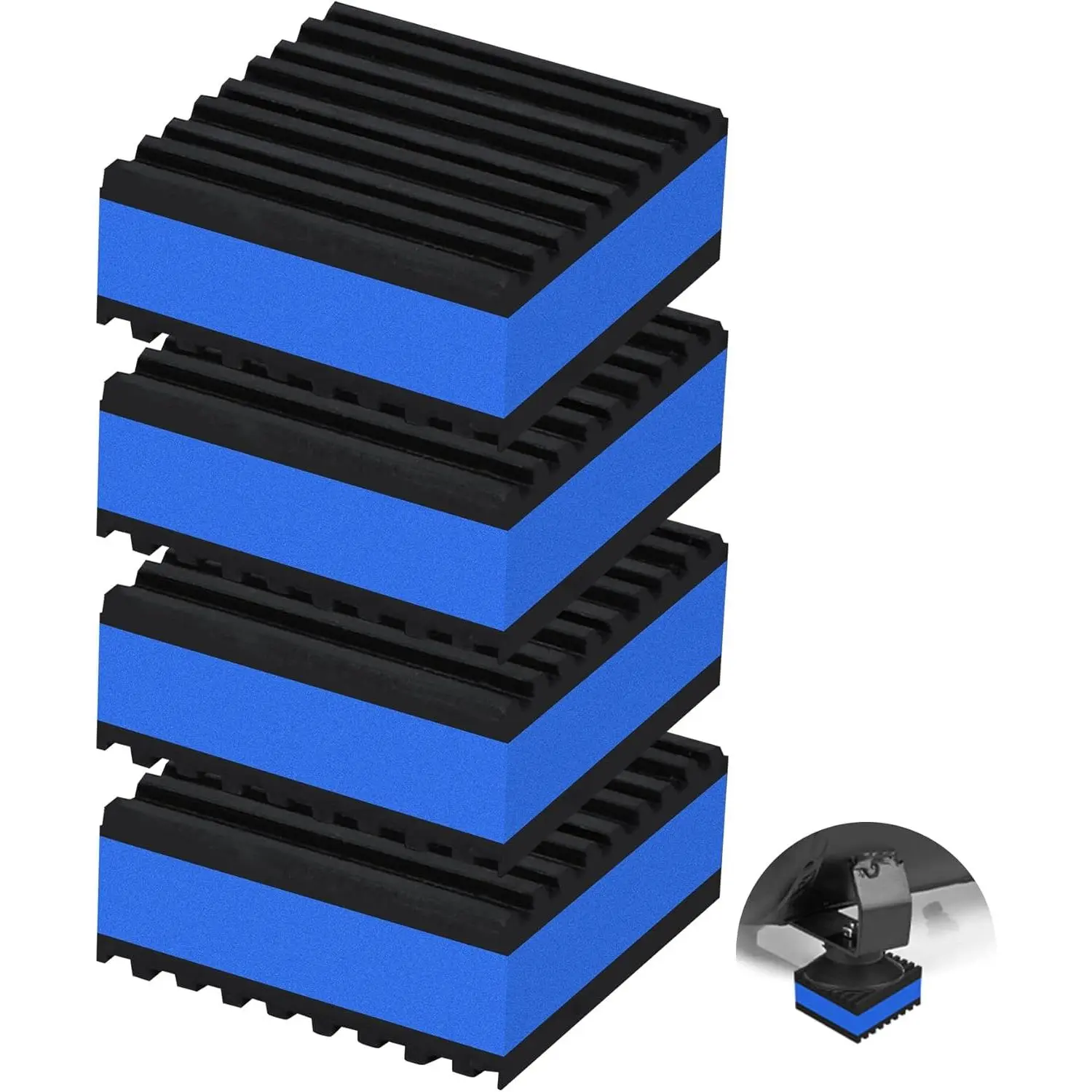 4-Count Ribbed Rubber Anti-Vibration Pads (2"x2"x7/8" with EVA Core), Sound Isolation Damping Mats for Washing Machines, Air Compressors, 4 Counts