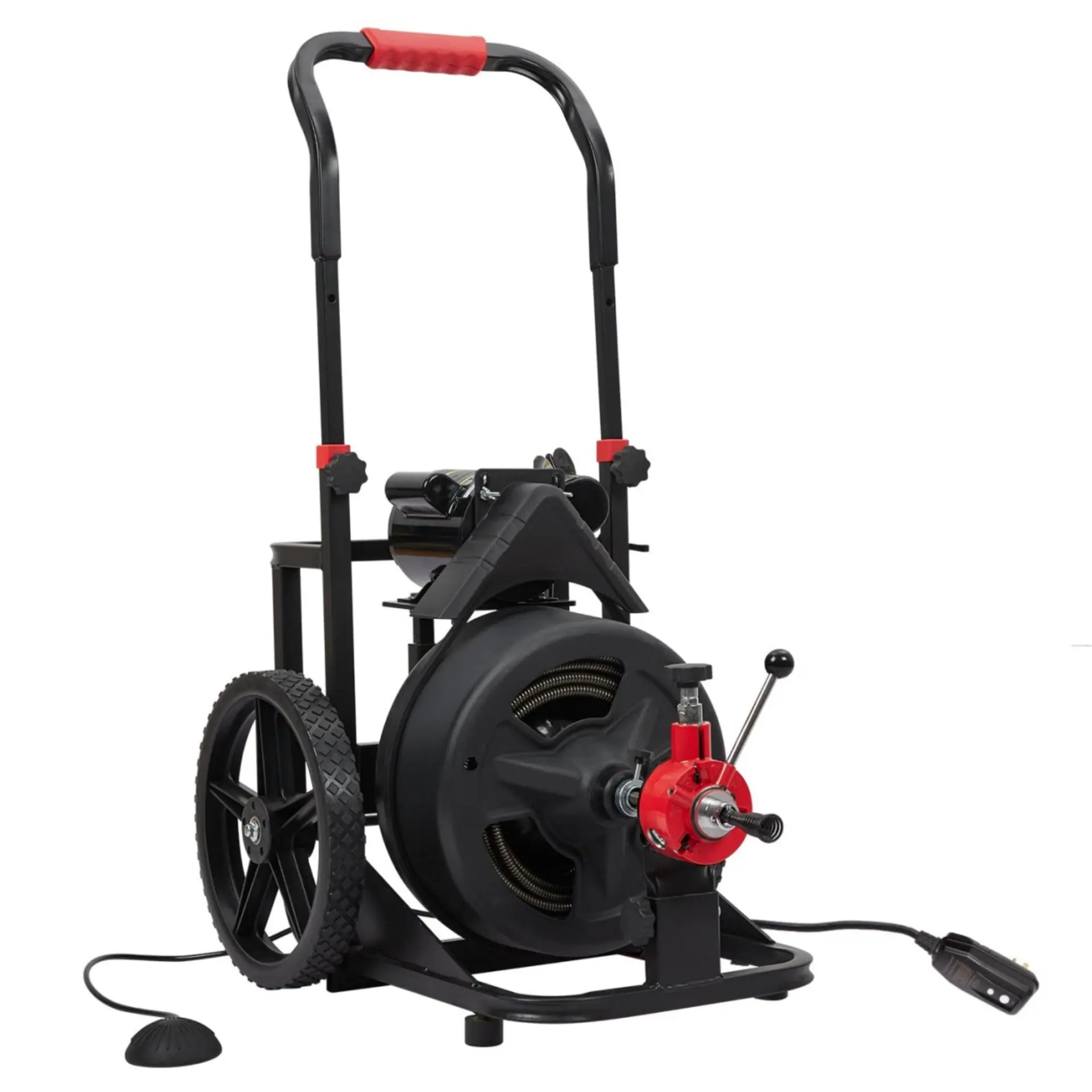 GARVEE Professional 100Ft Electric Drain Cleaner Machine with Auto-feed, 6.8A Power, Ideal for 1 to 4 Inch Pipes, Includes 6 Cutters and Glove, Plus 6PCS Drain Cleaner Cutter Head Set for Enhanced Cleaning Performance.