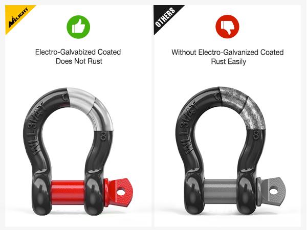 Nilight 2 Pack Small Shackles 5/8" D-Ring Shackle 3.25 Ton (7165 Lbs) Capacity Heavy Duty Off Road Recovery Shackle Kit for Cars and Other Applications for Tie Downs, Black Red