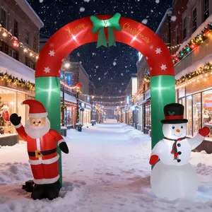 iCapeson 8ft Christmas Inflatable Arch with Santa & Snowman, 7 LED Lights Outdoor Blow Up Decoration for Yard, Lawn, Patio - Easy Setup, Durable & Waterproof Holiday Decor