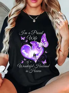 100% Cotton I'm a Proud Wife of a Wonderful Husband in Heaven T-Shirt