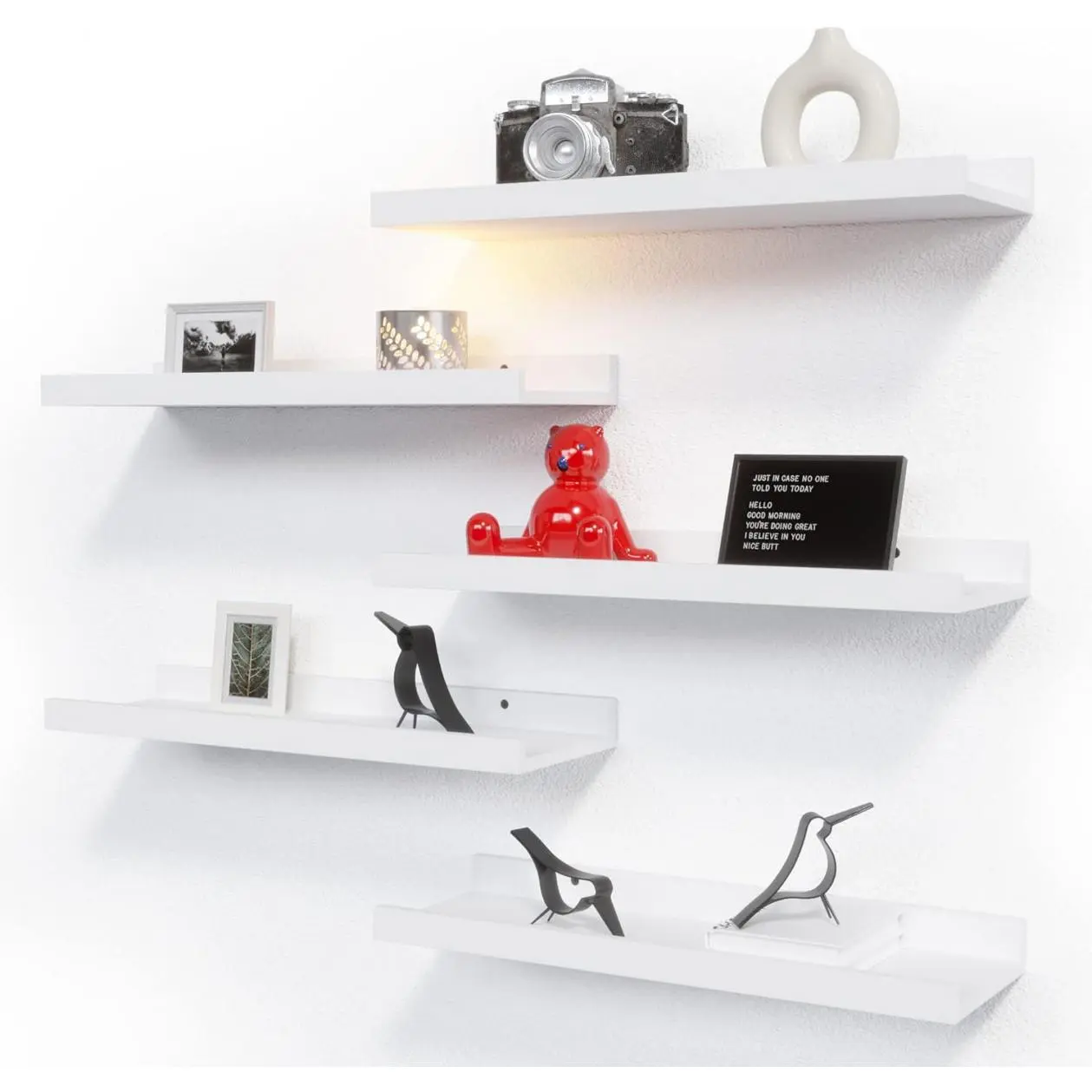 Ikea Floating Shelves,  Modern Picture Ledge Shelf with Lip for Wall Storage Nursery, Bedroom, Living Room, Bathroom - White Kitchen Set