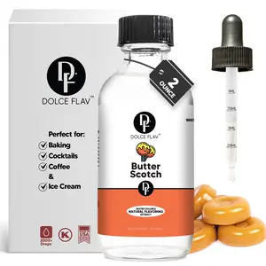 Dolce Flav Water-Soluble Butterscotch Extract 2 Ounce - Pure Natural Flavoring with 2000+ Drops for Beverages Baked Goods & Sauces