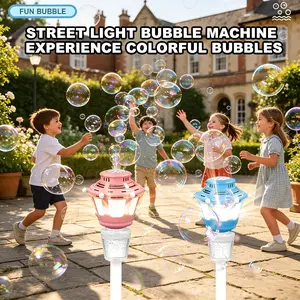 Automatic Bubble Machine, Rechargeable Lighted Bubble Maker, Adjustable Height, Portable Electric Bubble Blower, Includes 90ML Bubble Solution