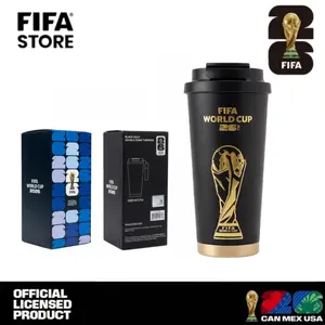 [FIFA World Cup 2026] Officially Licensed Insulated Travel Mug | Gold-Plated Design | 32oz/520ml Stainless Steel Coffee Cup | Keeps Coffee Warm | For Gifting, Commuting & Office Use
