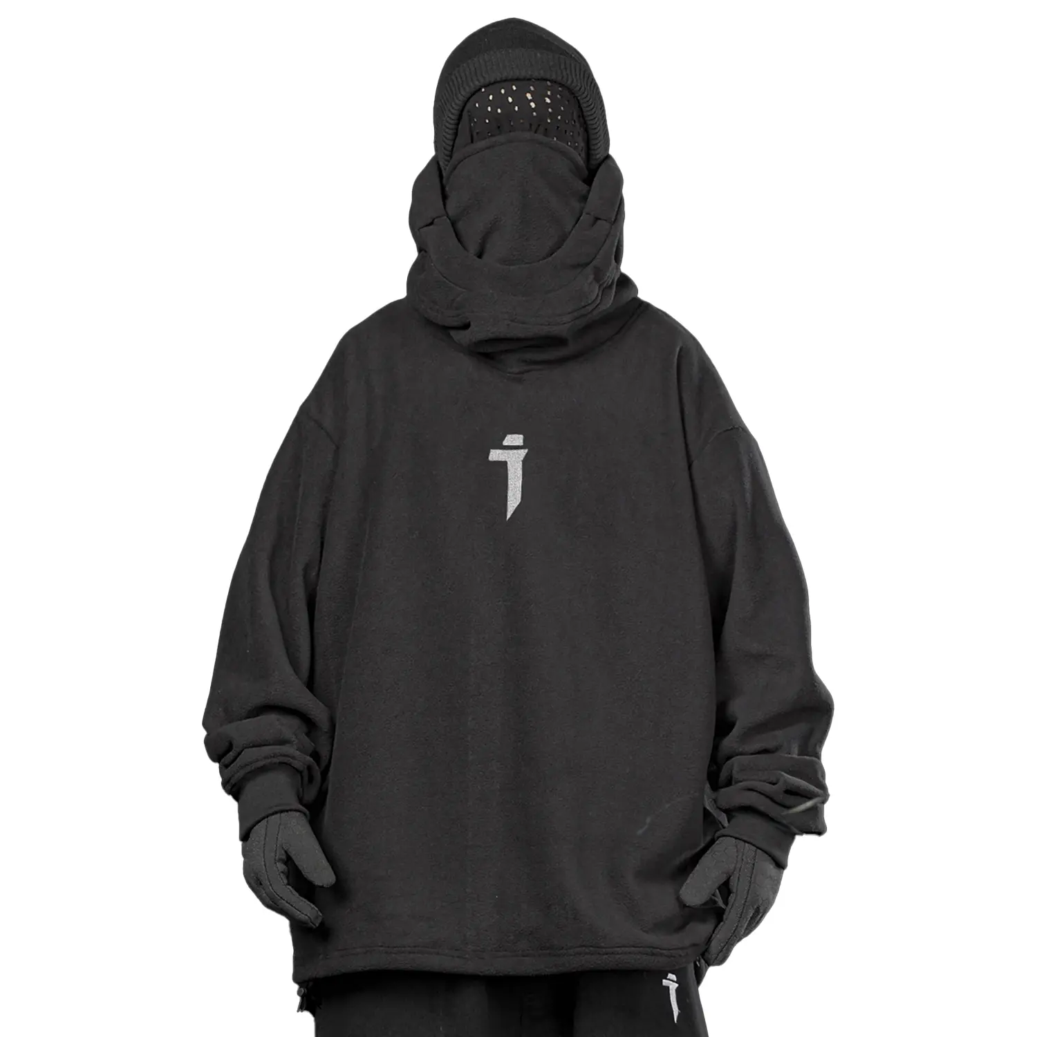 Hih26 Niepce Black Techwear Highneck Hoodie