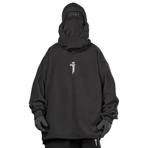 Hih26 Niepce Black Techwear Highneck Hoodie