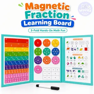 Magnetic Foldable Fraction Workbook for Ages 3+ — Fraction Bars & Circles Kids Can Touch and Move | Math Learning Toy for Pre-K Through Elementary | Montessori STEM Game | Includes Activity Card, Dry-Erase Marker & Storage Pouch