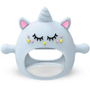 Teething Toys for Babies 0-12 Months – Silicone Unicorn Teether & Hand Pacifier for Breastfeeding Babies –   Freezer Safe & Perfect Easter Gift