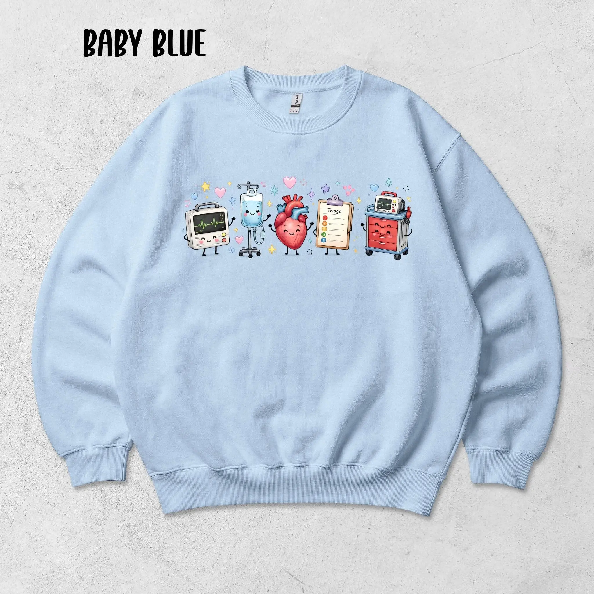 Cute ER Nurse Sweatshirt, Emergency Room Doodle Crewneck, Kawaii Nurse Sweatshirt, Emergency Department Outfit, RN Nursing Student Apparel, Cute ICU Nurse Top, Healthcare Worker Pullover, Medical Assistant Jumper, Nurse Appreciation Gift for Women