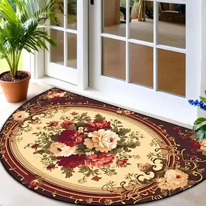 Floral Pattern Door Mat, Non-slip Floor Mat, Rectangular Carpet, Floral Area Rugs for Home Living Room Bedroom Kitchen Study Room, Home Decor