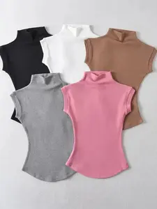 Women's Summer Sexy Turtleneck Sleeveless T-Shirts
