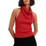 Saodimallsu Women's Turtleneck Halter Tank Tops - A-Type, Elegant, Lightweight, Do Not Iron, Casual Backless Loose/Fitted Knit Vests, Classy Going Out Tops for College Parties, Basic Minimalist Cami Shirts, Women's Gifts