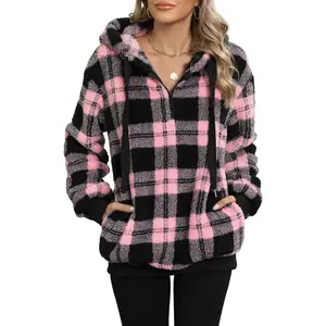 Womens Sherpa Jacket Fuzzy Fleece Zip Up Hoodies Quarter Zip Pullover Sweatshirts Oversized Winter Coat Outfits