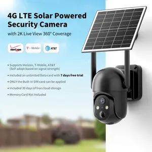 4G LTE Solar Powered Security Camera CB114S with 2K Live View 360° Coverage Two Way Audio PIR Motion Detection IP65 Waterproof Outdoor Surveillance（4G DATA REFILL Required）