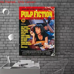 1 piece/set frameless canvas painting poster, Unframed Wall Art, Classic Movie scenes Poster art, Pulp Fiction Movie Poster, ideal gift for home, mural, wall decoration, room decor
