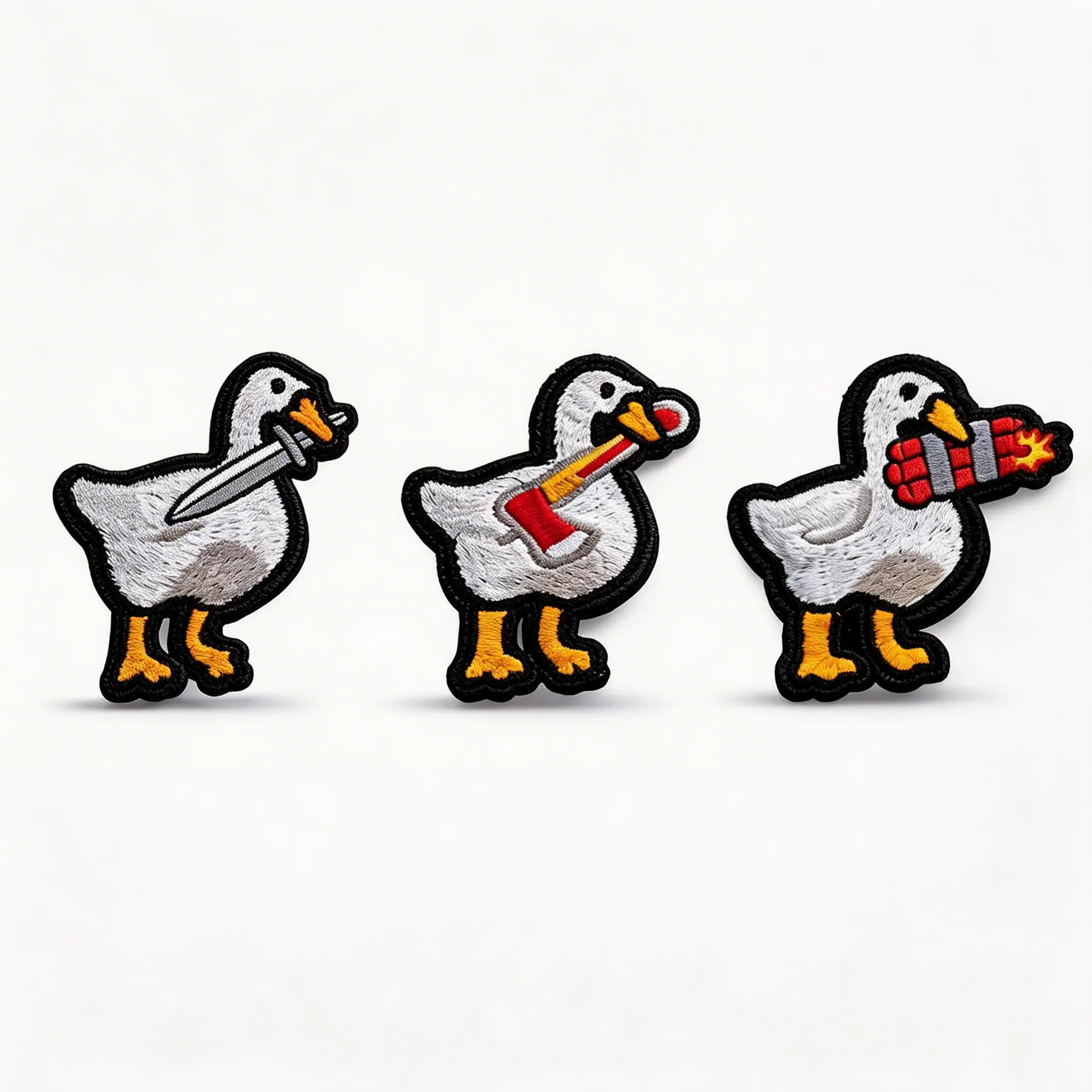 3Pcs Premium Embroidery Quality Funny Goose Polyester Iron-On Patches - Tactical Meme Heat Adhesive Badge with Clean Edges, Durable, Fade-Resistant Backing for DIY Customization on Jackets, Jeans, Hats, Vests
