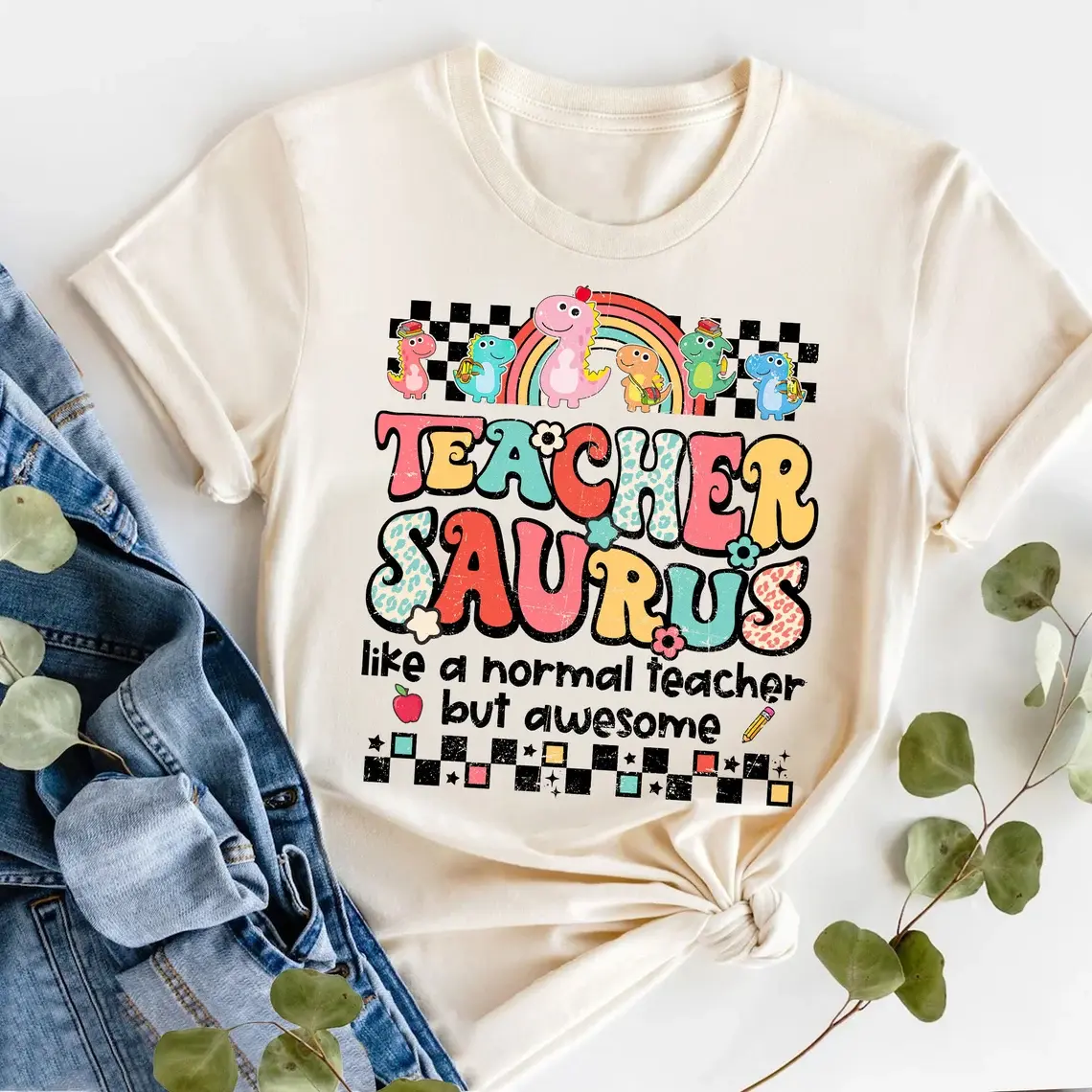 Teachersaurus Shirt, Teacher Dinosaur Shirt, First Day Of School Shirt, Retro Back To School Shirt, T- rext Teacher Shirt, Funny Teacher