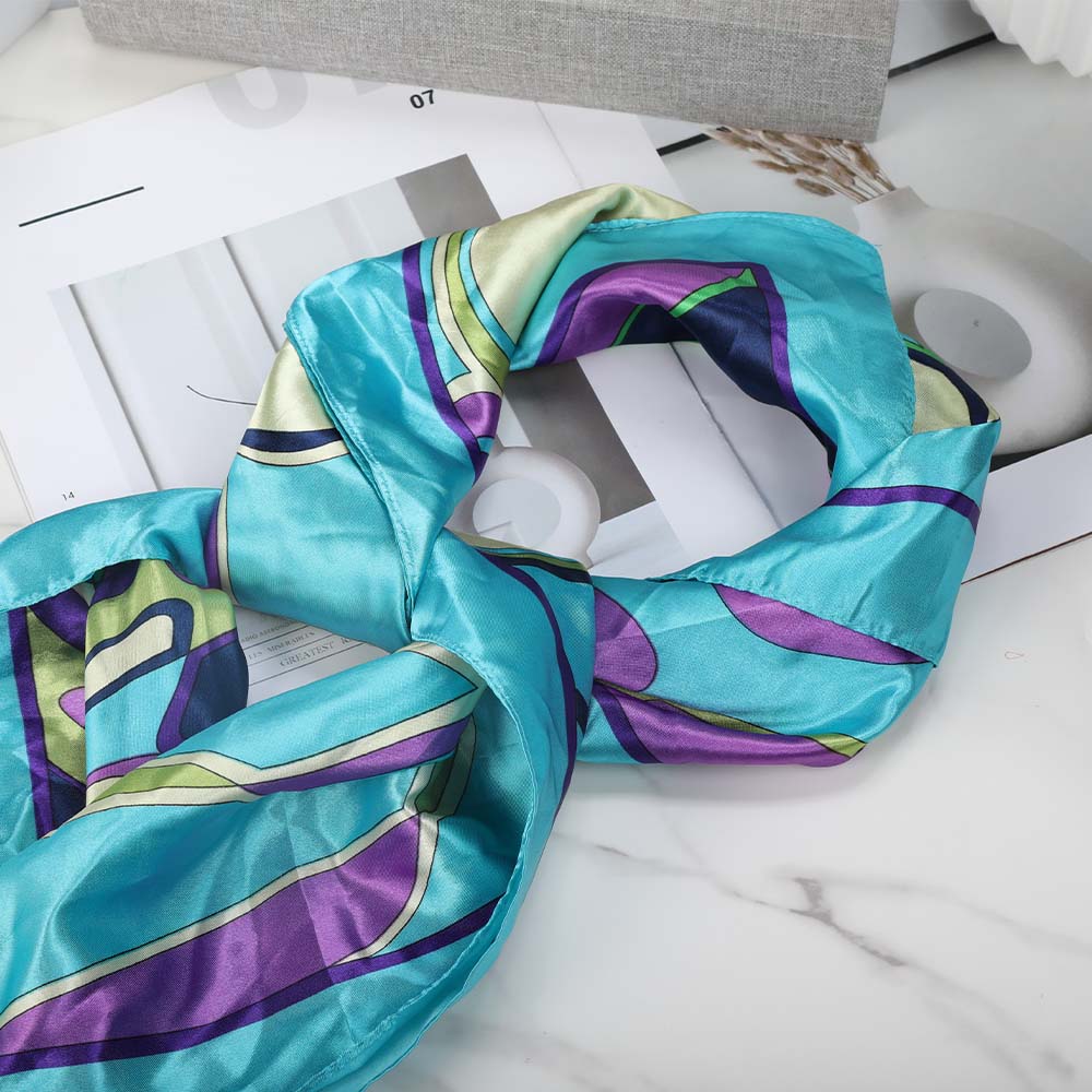 2Pcs Square Satin Hair Scarf, Silk Like Floral Head Scarves Large Satin Square Head Scarf Bandanas for Women Sports & Outdoor Style Modern