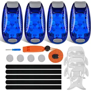 Nilight 4PCS LED Safety Lights - Clip-On Mount, Velcro Straps, 3 Modes, Waterproof, Reflective Biking Equipment, Green Marine Navigation Lamp, Blue Bike Tail Strobe Indicator for Night Boating, Cycling