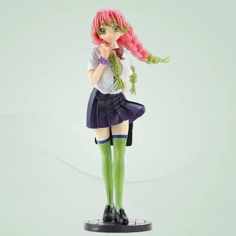 Demon Slayer Love Hashira Mitsuri Kanroji Gk Figure Face Swap School Uniform Anime Statue 28cm Pvc Decoration For Anime Fans