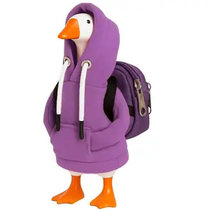 Desk Goose Outfits 7 Inches,Mini Goose Figurine Accessories Hoodies Clothes Have Backpack,Funny Tabletop Porch Goose Costume,Christmas New Year Gifts for Women