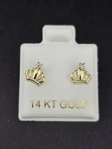 14K Gold Earrings - Crown