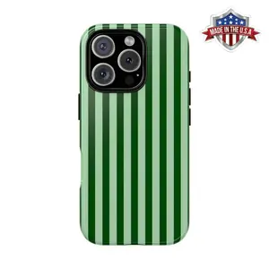 Green Stripe Phone Case Tough Striped Phone Case For Iphone 16 15 14 13 12 11 X Minimalistic Compatible with Samsung Galaxy S25