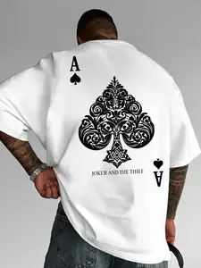 Diamond a Totem Dark Pattern T-Shirt, Menswear, Joker and Thief Slogan Design, Geometric Print, Casual Loose Fit, Long Sleeve, Tops, Clothes