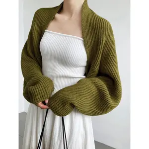 Solid Open-Front Shrug Sweater