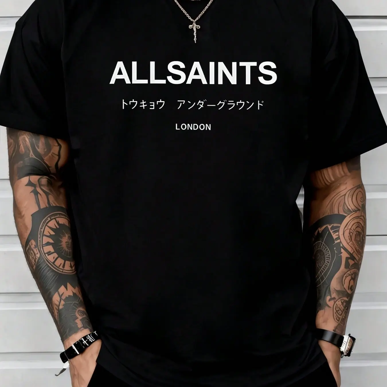 1Pcs ALLSAINTS Mens 220g T Shirt Urban Style 100 Cotton Y2K Swag Graphic Men Clothes Tokyo Underground Printed T Shirt S