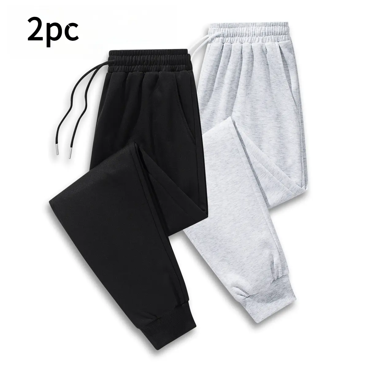 Men's Joggers 2-Pack with Tapered Cut, Lightweight Stretch Polyester Fits for Gym and Lounge Wear, Machine Cold Wash, Gym Wear, Year-Round, Mens Clothing, Men's Sweatpants, Athletic Performance Men's Pants, Active Men's Pants