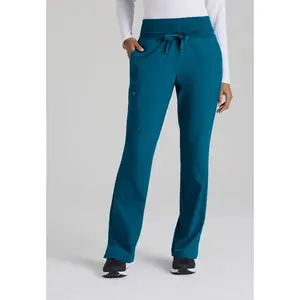 Barco One Women's Stride 5-Pocket Mid-Rise Fit & Flare Women's Scrub Pant Medium Bahama.