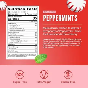 Cambie Sugar Free Mints, 1 lb of Sugar Free Hard Candy, Individually Wrapped Peppermints with a Refreshing & Sweet Mint Flavor, Packaged Fresh in a Resealable Pouch