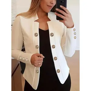 318-Women'SLightweightCasualJacket-LightBeigeSlim-FitLapelCollarSingle-BreastedButtonFrontCoat,MachineWashableAll-SeasonVersatileBlazerforOffice,StructuredLapelCollar&SmoothTexture,polyesterTopsWomenswearwinterclotheswomen