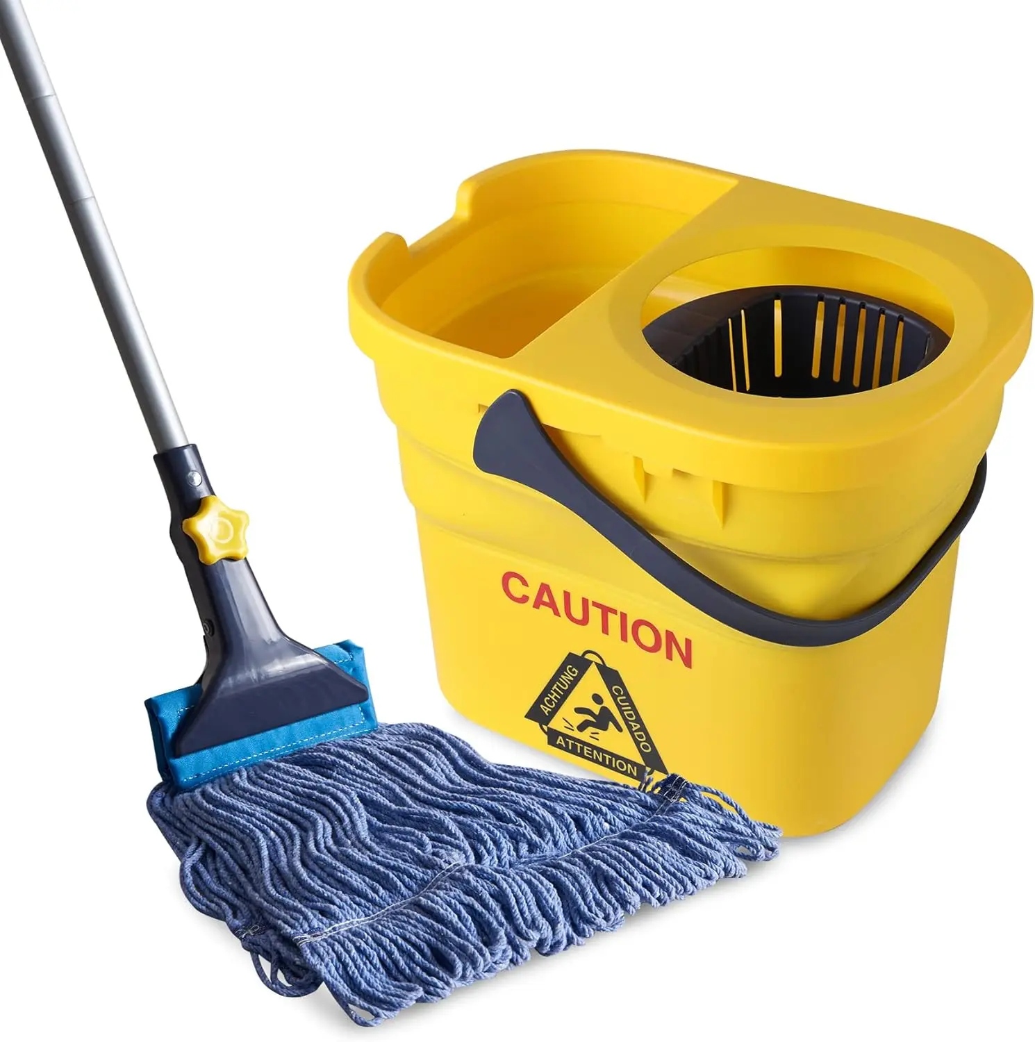 Heavy Duty Wet Mop – Cotton Mop with Telescopic Handle, 59-Inch for Industrial Use
