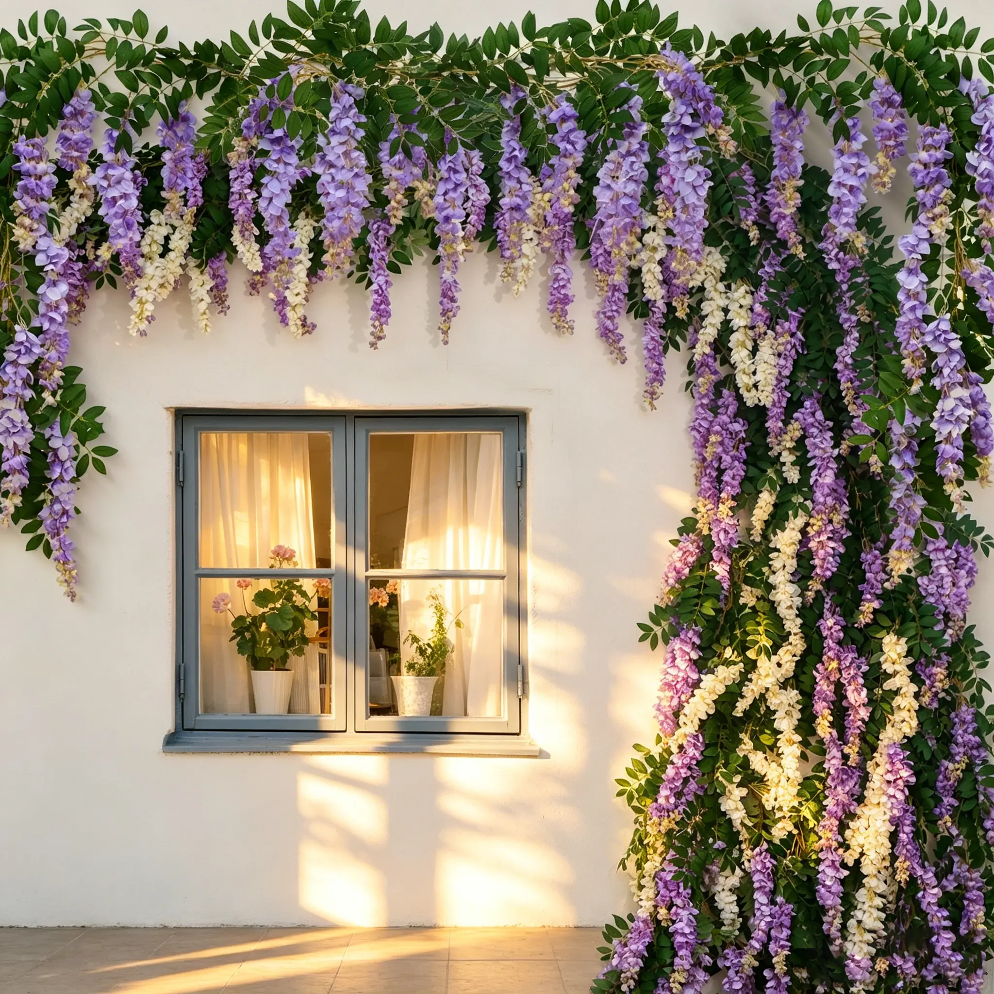 Realistic Artificial Flowers Wisteria Vines for Home Garden Outdoor Wedding Ceremony Decor