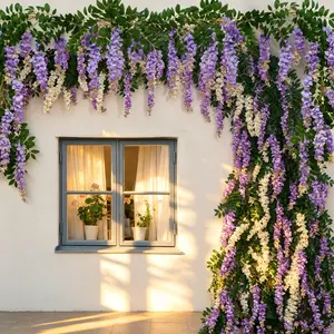 Realistic Artificial Flowers Wisteria Vines for Home Garden Outdoor Weding Ceremony Decor