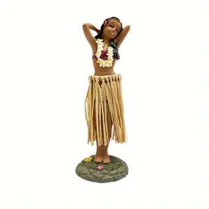 [Creative Hawaiian Doll] Creative Hawaiian Girl Doll Car Dashboard Ornament | 1pc Resin Head-Shaking Doll, Car Interior Decoration Accessories, Suitable for Home Desktop and Christmas, Halloween, Thanksgiving Gifts
