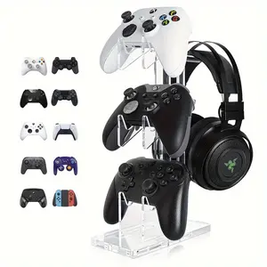 A universal three-layer display stand for gaming controllers, Game Console Accessories, made of transparent acrylic material for e-sports controllers. It includes a detachable desktop organizer, essential for any e-sports enthusiast.