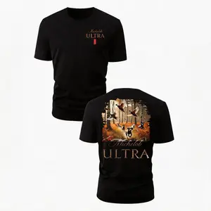 Michelob Ultra Pheasant Hunting Dog Forest Scene Double‑Sided Graphic T‑Shirt – Casual Everyday Tee, Men’s Short Sleeve Shirt, Perfect Beer & Hunting Enthusiast Gift
